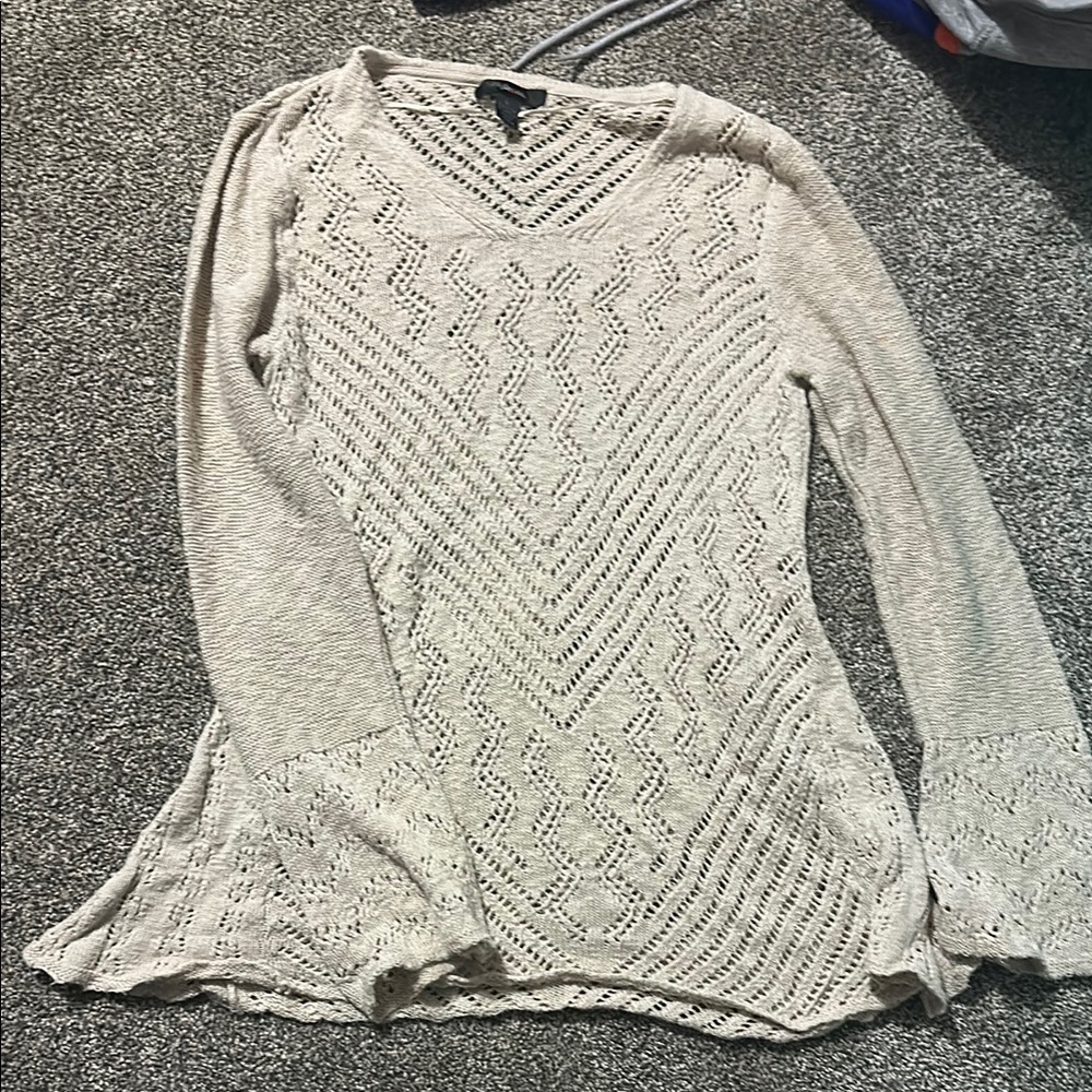 Cream Knit Long Sleeve Sweater